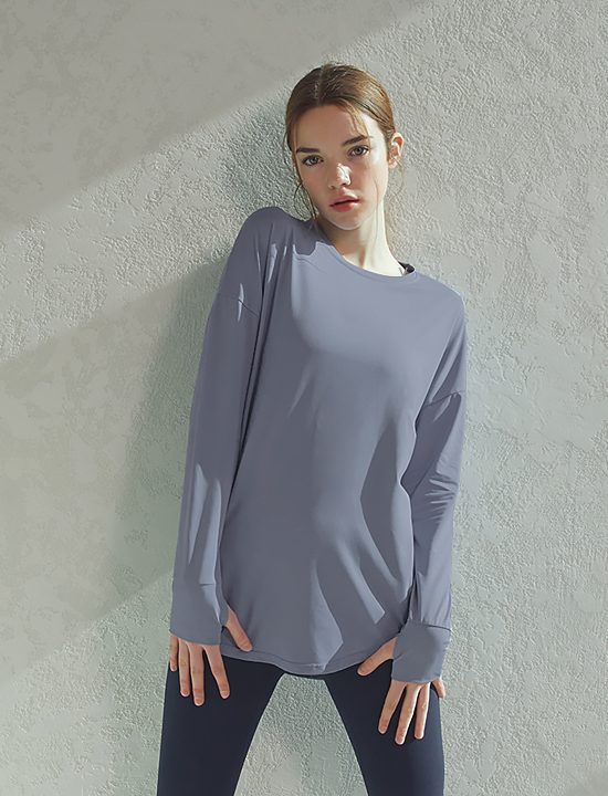 Áo Ice Feather Loose dài tay Sleeve_Zen Blue - XA5368G