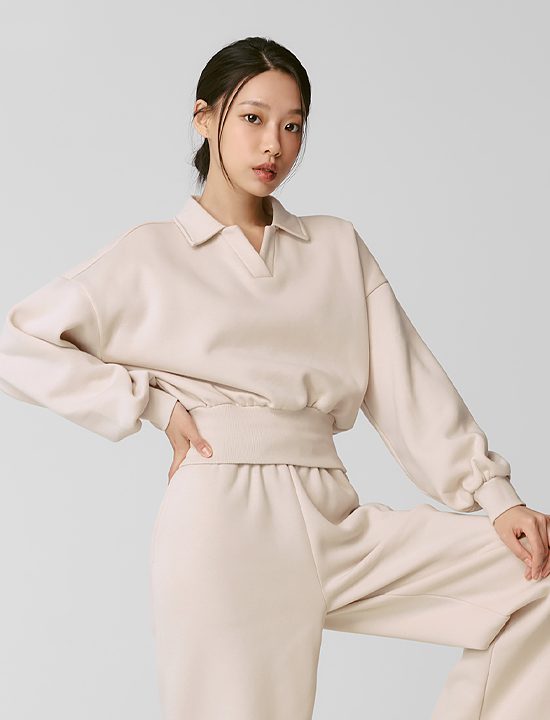 Áo Fine Cotton Open Collar Man To Man_Ice Vanilla - XTFMT11J3