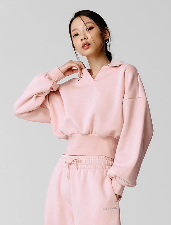Áo Fine Cotton Open Collar Man To Man_Salt Pink - XTFMT11J3
