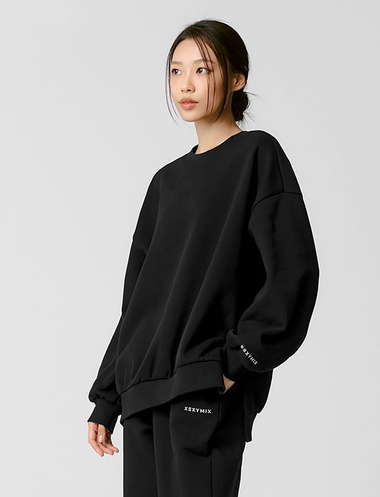 Áo Warm Soft Side Slit Man to Man Black - XTFMT01J3
