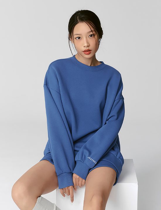 Áo Warm Soft Side Slit Man to Man_Island Blue - XTFMT01J3
