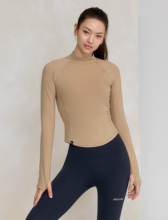 Áo Dài Tay Xỏ Ngón_Salted Caramel Beige - XWFLT06J3