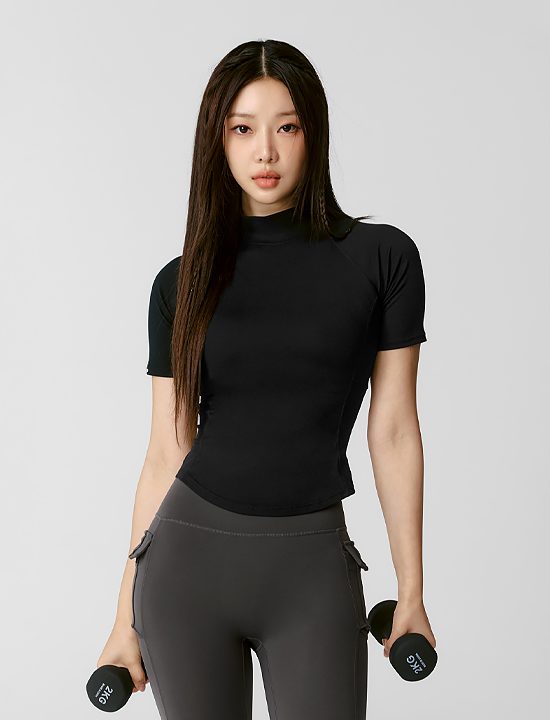 Áo Peachlike Mockneck Short Sleeve_Black - XWFST04J3