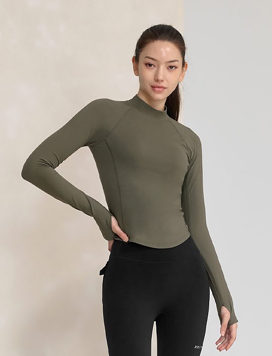 Áo Dài Tay Xỏ Ngón_Dark Moss Green - XWFLT06J3