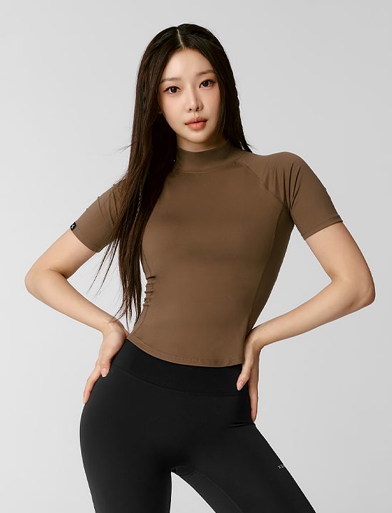 Áo Peachlike Mockneck Short Sleeve_Maroon Chocolate - XWFST04J3