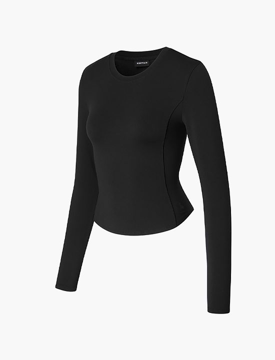 Áo Warm Cotton-Like Long Sleeve_Black - XTFLT01J3