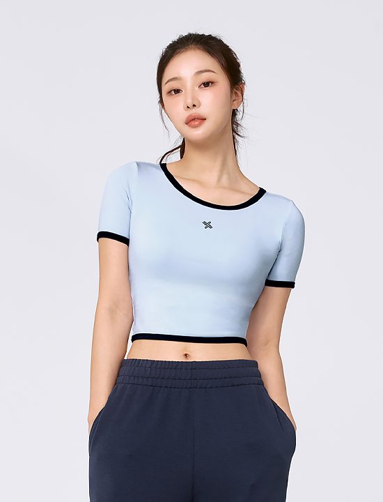 Áo Soft Logo Color Block Crop Top_Milk Soda - XTFST12J3
