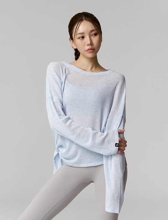 Áo Side Slit Cover Up Long Sleeve_Clear Sky - XFK1ER1101
