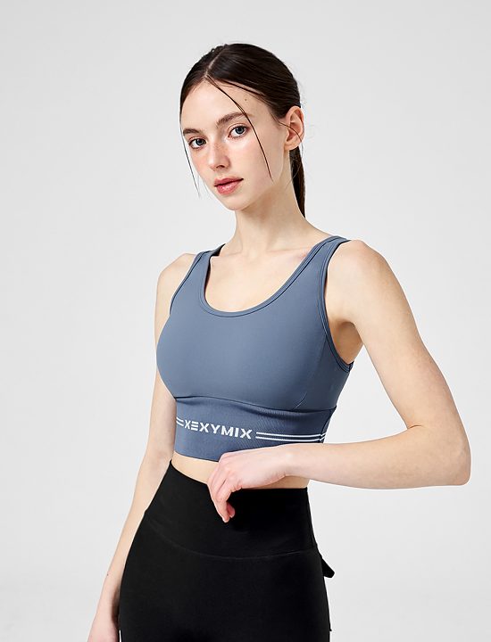 Áo Bra Black Label Signature Power Rise Logo Banding_Steel Blue - XFK2BC1501