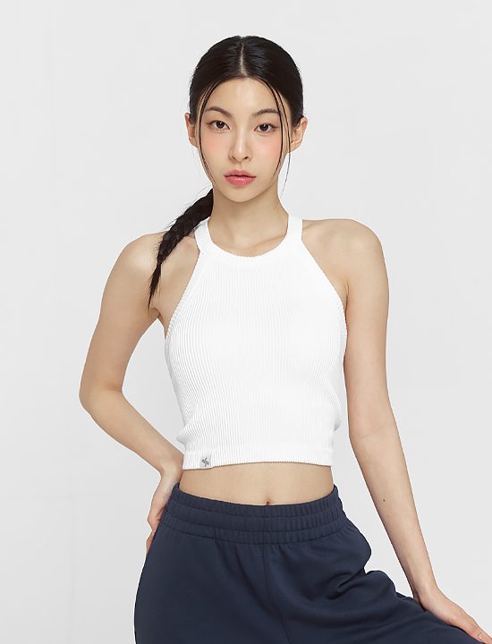 Áo Golji Seamless Halter Neck Crop Top_Ivory - XFK1BC1501