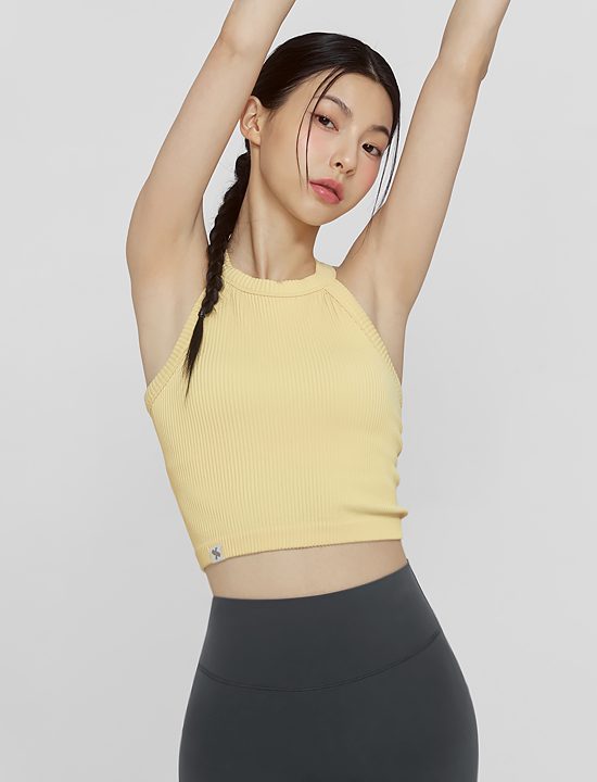 Áo Golji Seamless Halter Neck Crop Top_Lemon Chiffon - XFK1BC1501