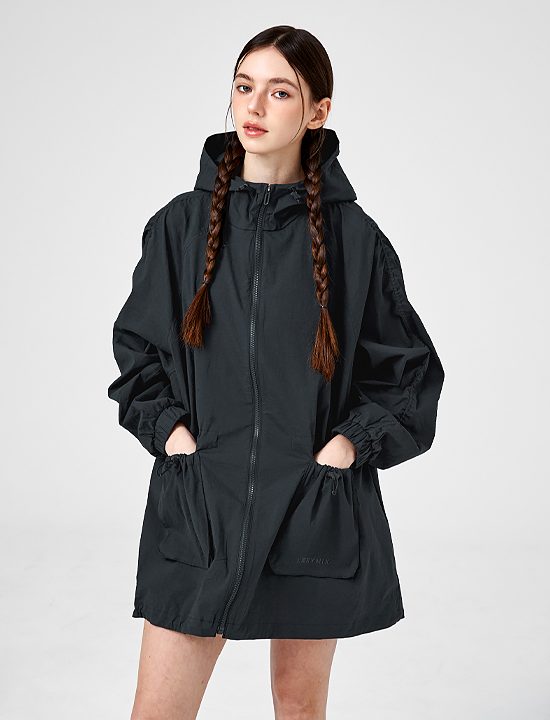 Áo Khoác Light Out Pocket Hood Long Jacket_Glow Navy - XFK1JL1105