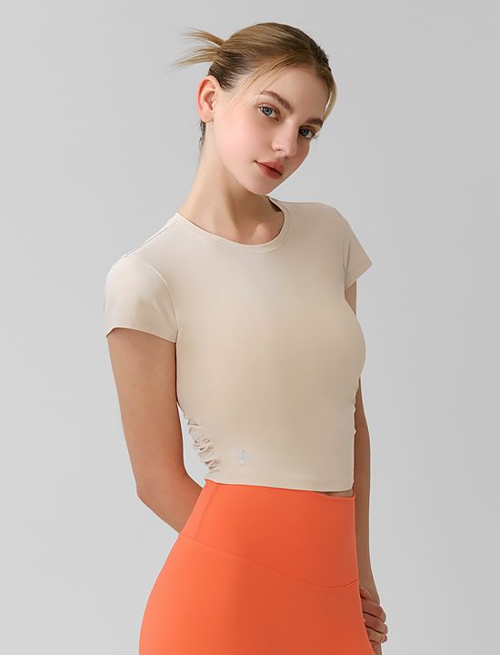 Áo Cộc Tay Light Tricot Overlap_Salted Caramel - XFK1TS1004