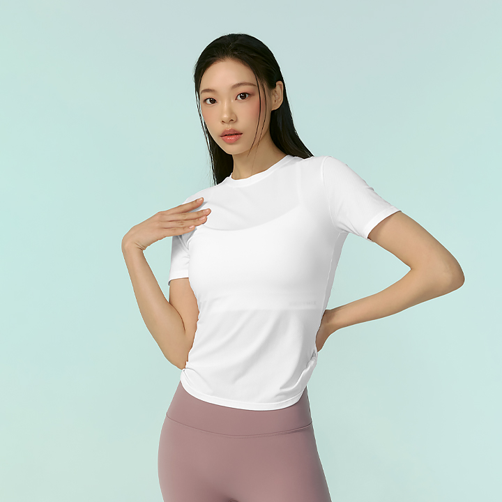 Áo Cộc Tay Air Mesh Side Twist_Ivory - XFK2TS1003