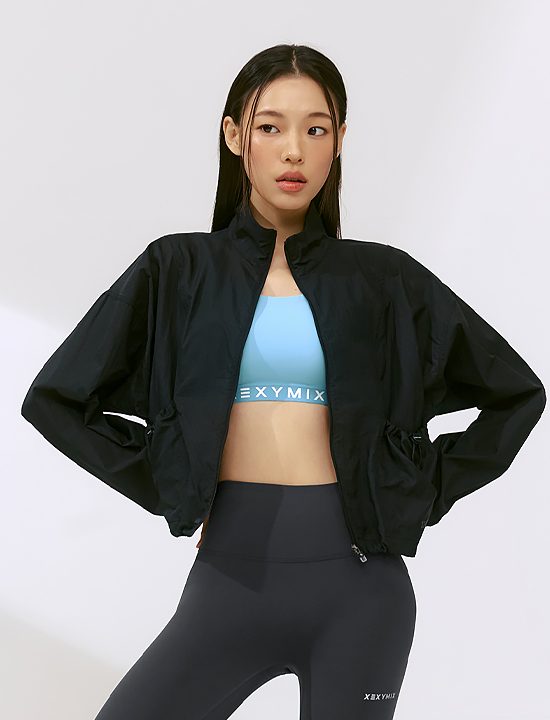 Áo Khoác Airy High Neck Crop Windbreaker_Black - XFK2JL1101