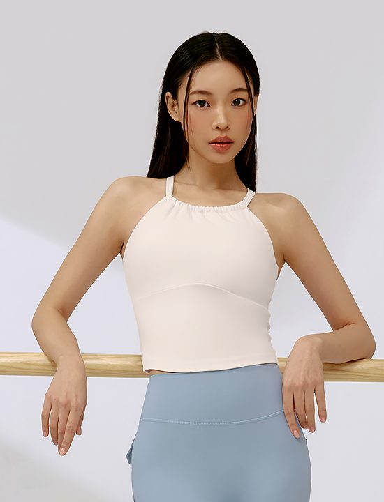 Áo Crop Top Black Label Signature Power Rise Halter Neck_Sweet Beige - XFK2BL1501