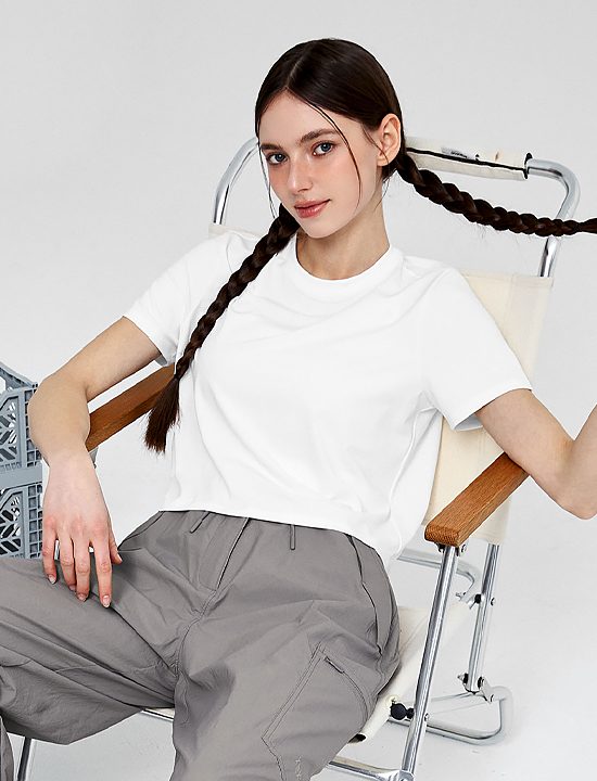 Áo Ice Feather Light 2.0 Crop Short Sleeve_Ivory - XFK1TS1002