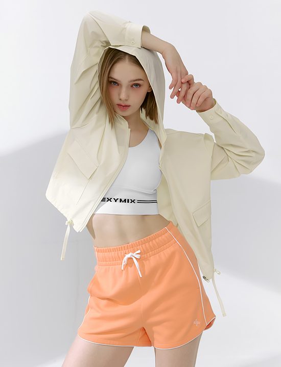 Áo Khoác Light Woven Hood Crop_Sugar Vanilla - XFK2JL1102