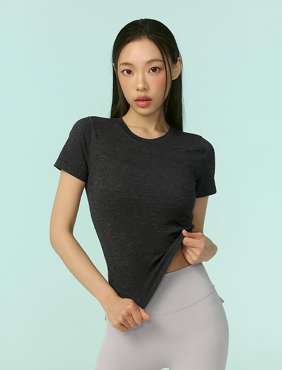 Áo Cộc Tay Mesh Seamless_Charcoal Heather Gray - XFK2TS1005