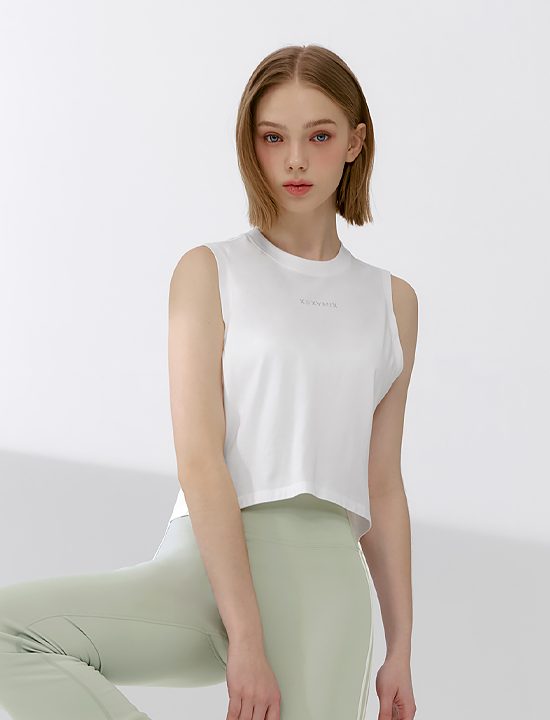 Áo Pima Back Slit Sleeveless_Ivory - XFK2TE1104