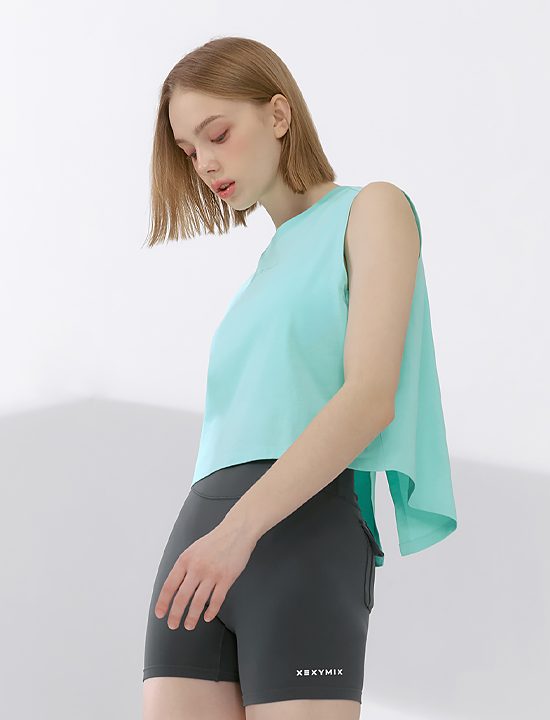 Áo Pima Back Slit Sleeveless_Shooting Mint - XFK2TE1104