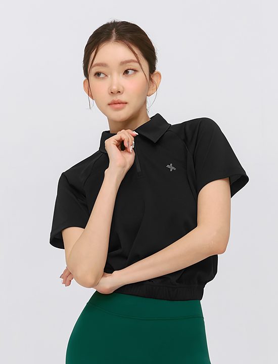 Áo Soft Pique Half Zip-Up Short Sleeve_Black - XFK2QS1101