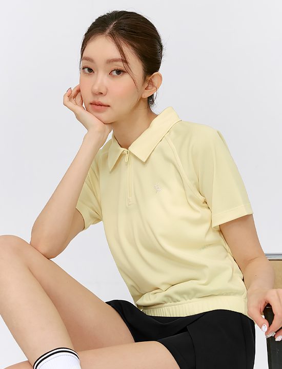 Áo Soft Pique Half Zip-Up Short Sleeve_Yellow Syrup - XFK2QS1101