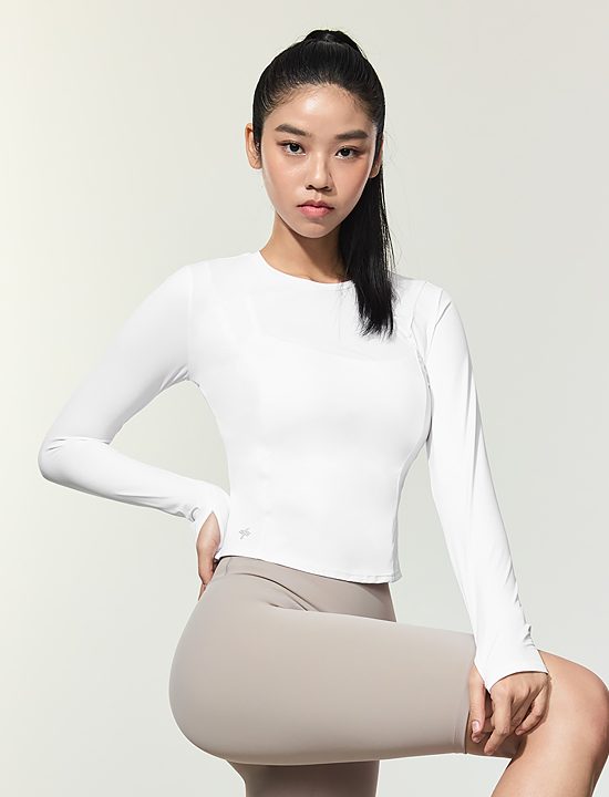 Áo Cooling Princess Fingerhole Long Sleeve_Ivory - XFK2TL1003