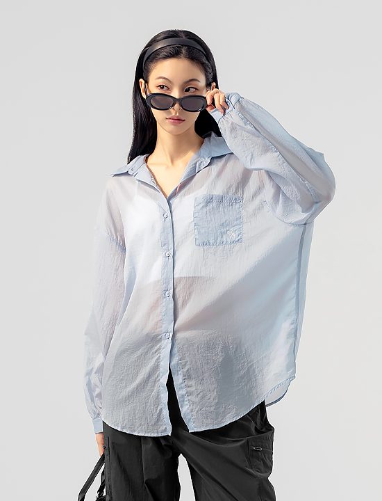 Áo Sơmi Xuyên Thấu Light Loose Fit Shirt_Blue Dive - XFK2HC1101