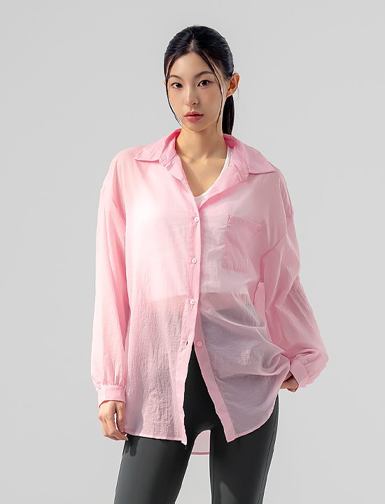 Áo Sơmi Xuyên Thấu Light Loose Fit Shirt_Pink Flash - XFK2HC1101
