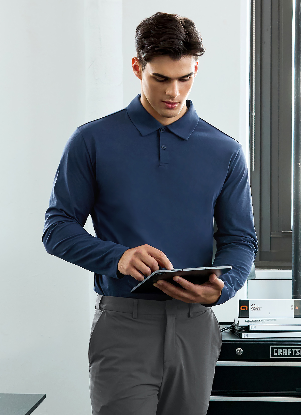 Áo Polo Dài Tay Nam Ecodex fleece men's polo long sleeve - XTMLT01J3 - Ảnh 40