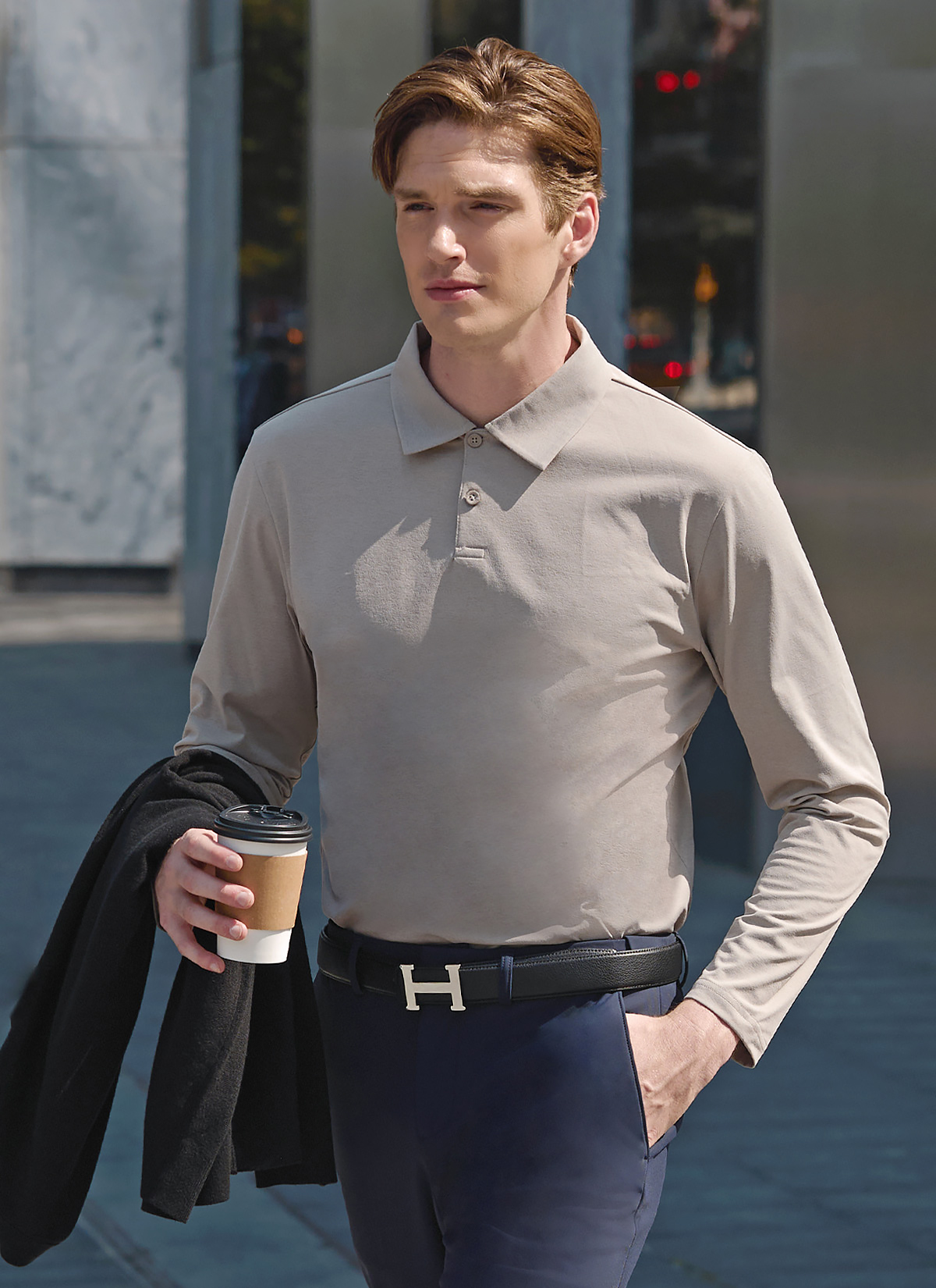Áo Polo Dài Tay Nam Ecodex fleece men's polo long sleeve - XTMLT01J3 - Ảnh 17
