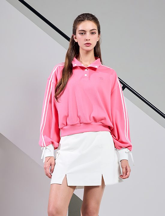 Áo Double-line ribbon high-neck long sleeve - XFK3QL1203