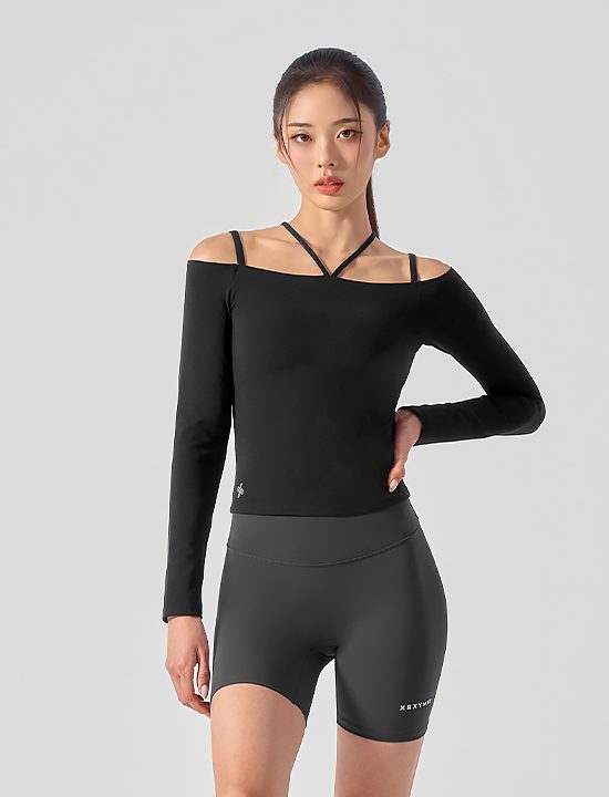 Áo Black Label Signature Power Rise Off-Shoulder In-Pad Long Sleeve - XFK3BL1524