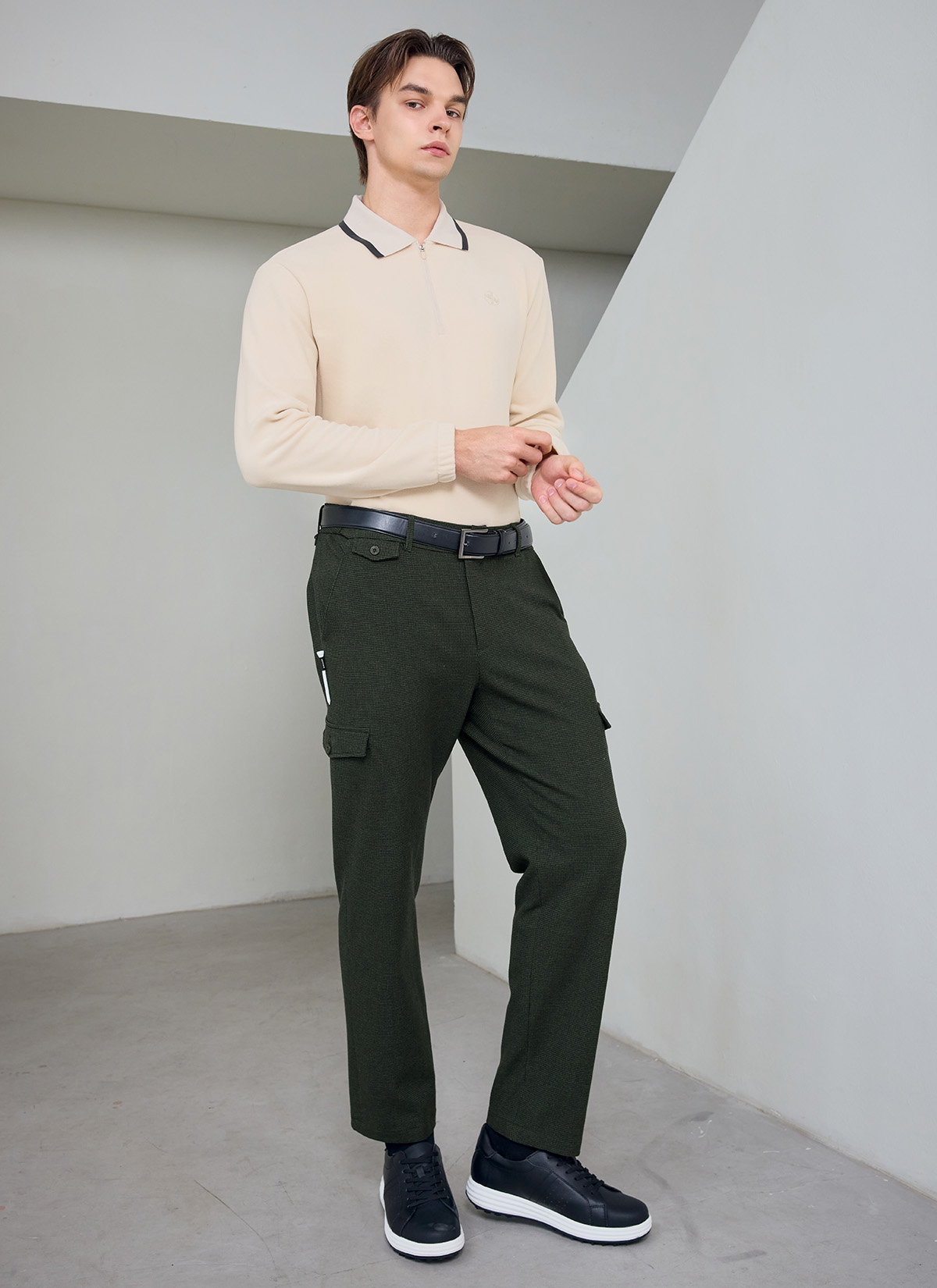 Áo Thun Polo Nam Dài Tay Fleece Half Zip-Up Men's Polo Long Sleeve - XMK4TU1201 - Ảnh 15