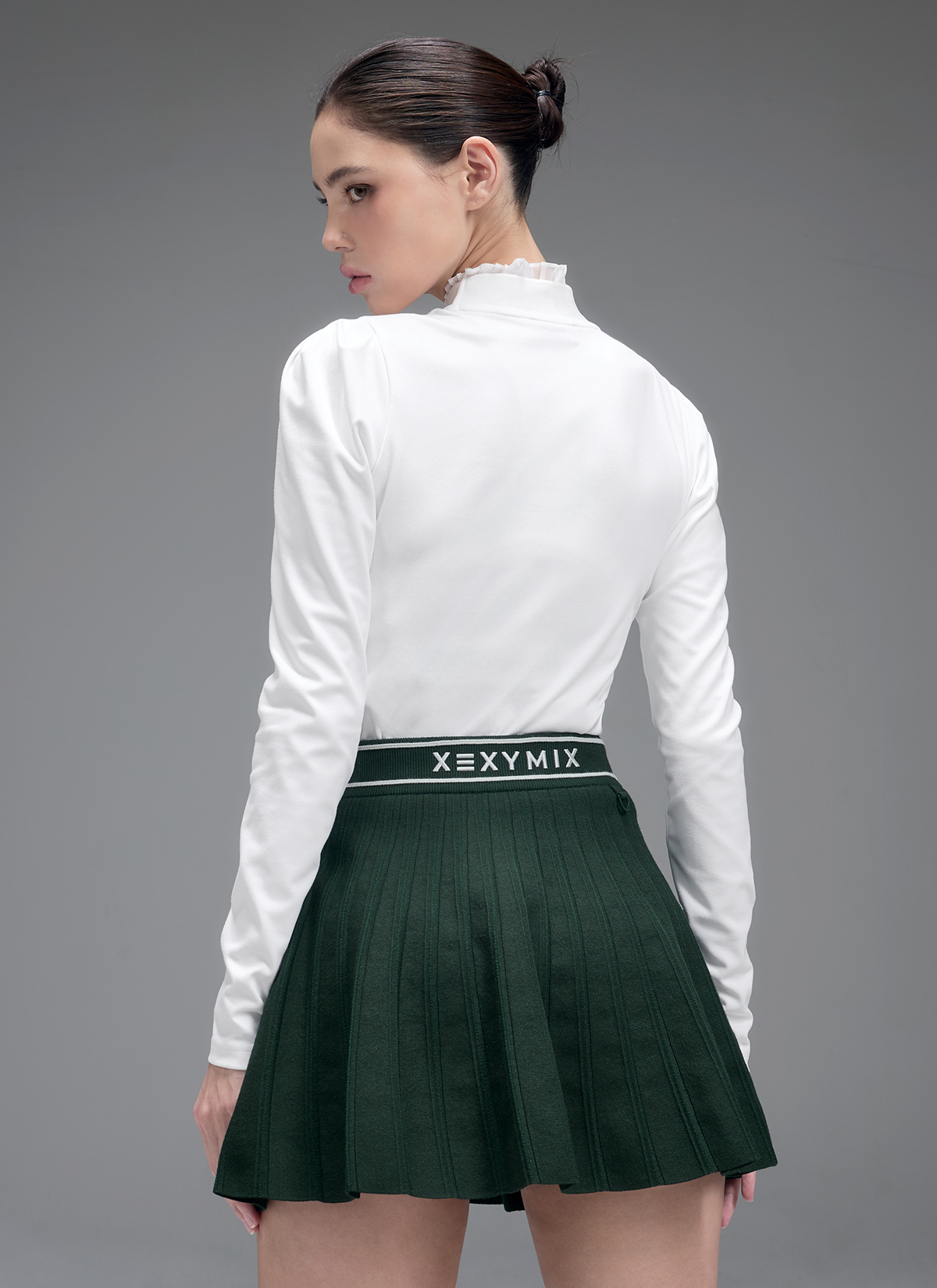 Áo Pleated mock neck long sleeve - XFK3TU1205 - Ảnh 16
