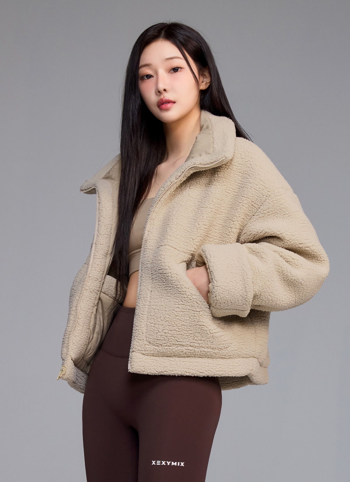 Áo 2 mặt Sherpa Woven Reversible Padded Jacket - XFK4JL1122 - Ảnh 2