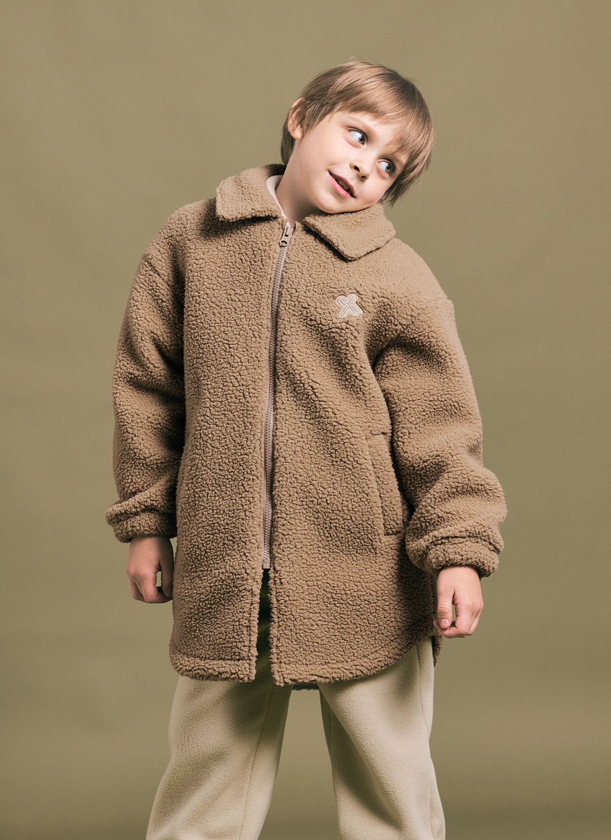 Sherpa Kids Cozy Long Jacket - XUK4JL1302 - Ảnh 4